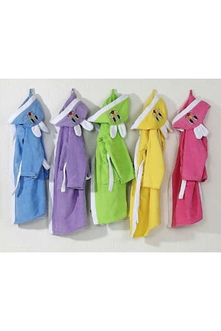 Durul Kulaklı Pamuk Çocuk Bornozu