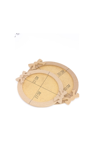 Na Neşeli Ahşap Ahşap Yuvarlak Fiyonklu Tepsi Ikili Takım.servis Sunum Tepsisi.boyanabilir Ahşap Tepsi.kendin Boya. Boyanabilir Ham Ahşap