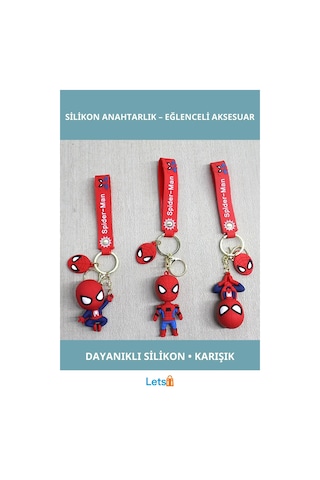 Spiderman Silikon Anahtarlık Kırmızı Renk Eğlenceli Tasarım 21 Cm Çok Renkli