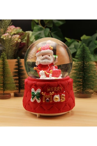 Yılbaşı Noel Babalı Kar Küresi Christmas Işıklı, Müzikli Ve Kar Motorlu Mega Boy Kar Küresi Premium