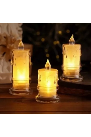 Gerçekçi Titrek Alev Efektli Pilli Led Mum 12'li Paket Sarı