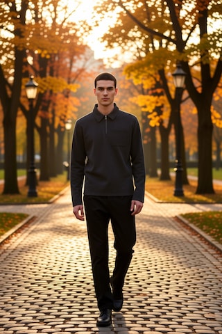 Benerly Erkek Polo Yaka Fermuarlı Standart Kol Sweatshirt Fonksiyonel Day Antrasit