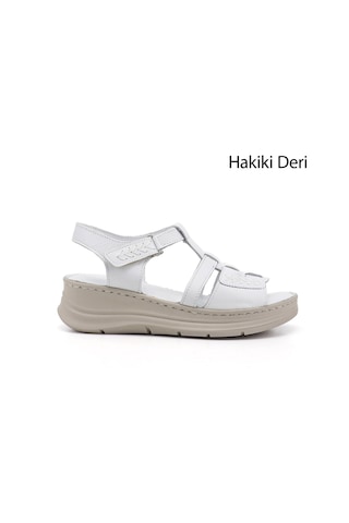 Gönderi(R) Gönderi R Kadın Beyaz Cırt Bantlı Dolgu Topuk Hakiki Deri Sandalet Dyza65145872