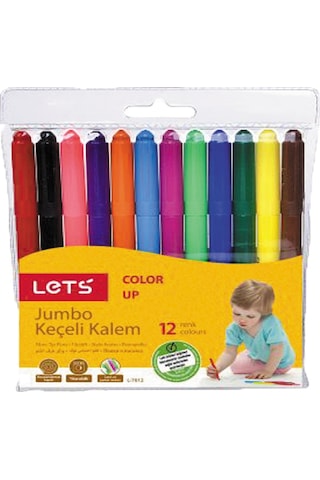 Lets Keçeli Kalem 12 Renk Jumbo Lets Keçeli Kalem 12 Renk Jumbo