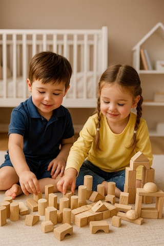 Ahşap Mini Blok Seti 102 Parça Eğitici Yapı Oyunu, Montessori İnce Motor Gelişim Oyuncağı