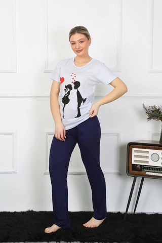 Lenaca Kadın Kısa Kol Penye Pijama Takımı Buz Mavisi