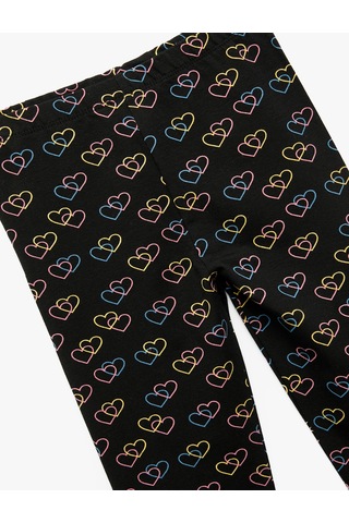 Koton Pamuklu Beli Lastikli Kalp Desenli Uzun Tayt Siyah Desenli 6wkg40077ak Bdl
