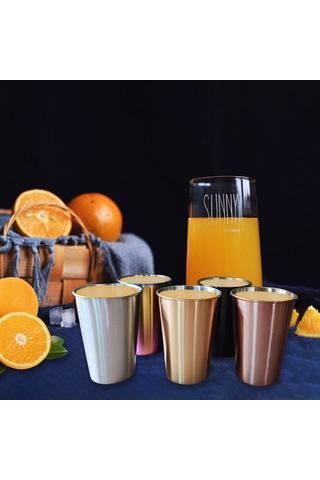 Geeroyoo 5'li Paslanmaz Çelik Bardak Seti - 500ml Kapasite, Renk Seçenekli, Taşınabilir Ve Dayanıklı Diğer