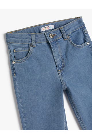 Koton Kot Pantolon Ayarlanabilir Lastikli Pamuklu - Slim Jean Orta İndigo 4skb40023td