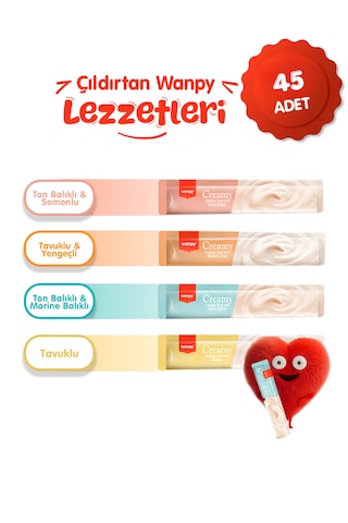 Wanpy Creamy Cat Treat Karışık Krema Sıvı Kedi Ödül Maması 45 x 14 G