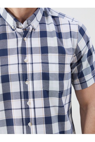 Lcwaıkıkı Classic Lacivert Regular Fit Kısa Kollu Ekose Erkek Gömlek