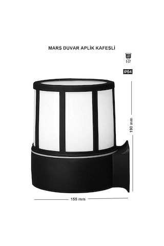Mars Kafesli Sensörlü Aplik Bahçe Lambası Zita Bahçe Aydınlatması 19 Cm Tavan Aplik 220v Ip54 Diğer