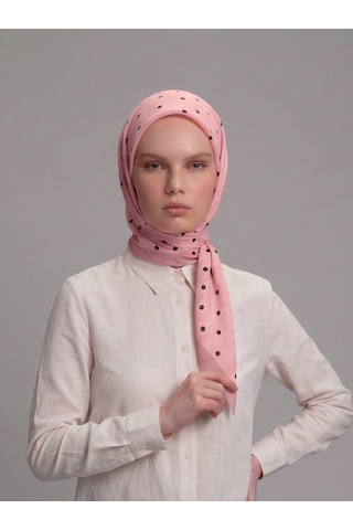Ayshara Puan Desenli Tek Taraflı Eşarp - Pembe
