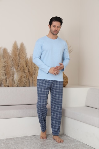Sude Homewear Erkek Uzun Kol Pijama Takımı Mavi