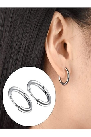 Mazen 316l Paslanmaz Kararmaz Cerrahi Çelik 10mm Unisex Halka Küpe