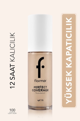 Flormar Perfect Coverage Yüksek Kapatıcı Fondöten 100 Light Ivory