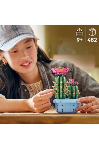 Çiçekli Kaktüs 11509 - Tam Çiçek Açmış Büyük Kaktüs Ve Tomurcuklara Sahip Küçük Kaktüs İçeren Sevgililer Günü&apos Ne Özel Çiçek Yapım Seti 482 Parça
