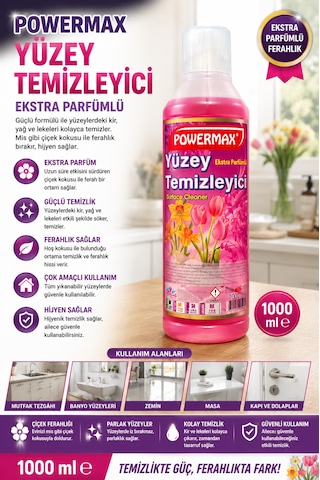 Powermax Çok Amaçlı Yüzey Temizleyici 1000 Ml X3 Set Genel Temizlik Ürünü 3'lü Set