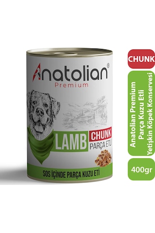 Anatolian Premium Adult Lamb Kuzulu Parça Etli Yetişkin Köpek Konservesi 12 x 400 G