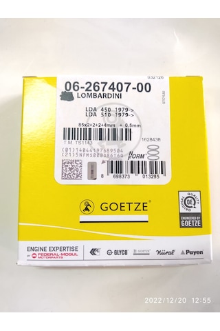 Antor/Lombardini 3ld450/510 10/12hp Segman/sekman Takımı Komple 0.50 Nüral Goetze Antor/Lombardini 3ld450/510 10/12hp Segman/sekman Takımı Komple 0.50 Nüral Goetze