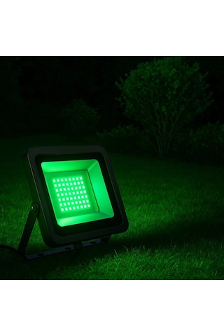 Elektrikle Çalışır, 50 Watt Yeşil Işık İç Ve Dış Mekan Slim Led Projektör, Yağmurdan Etkilenmez Yeşil