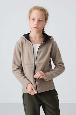 Tommy Life Koyu Bej Kalın Yumuşak Dokulu Standart Fit Nakışlı Polar Kız Çocuk Sweatshirt - 75152 Koyu Bej