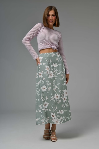 Saade Mint Midi Dokuma Etek Mint