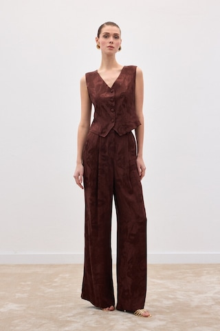 Sateen Jakarlı Bol Pantolon - Kahve-136817 Kahve