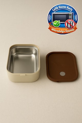 Tier - 2 Katlı Sızdırmaz Kapaklı Lunchbox 1000 Ml Krem