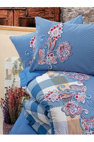 Cotton Box Alaçatı Çift Kişilik Nevresim Takımı Galano Lacivert