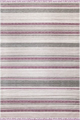Lila Renkli Kaymaz Tabanlı Yıkanabilir Makine Dokuma Kilim-203 Mor