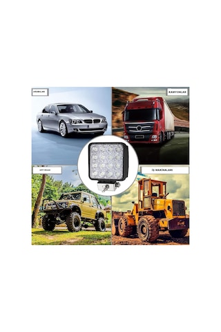 4 Adet 16 Led Off Road Kare Çalışma Lambası Sis Lambası 48 Watt