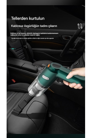 Taşınabilir Araç Akülü Mini Elektrikli Süpürge-yeşil
