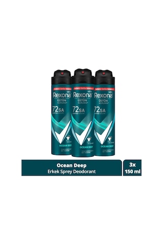 Men Erkek Sprey Deodorant Invisible Ocean Deep 72 Saat Kesintisiz Üstün Koruma 150 Ml X3