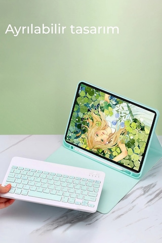 Muratech Newface Apple Uyumlu iPad Air 11 2024 Kılıf Kc01 Smart Klavyeli Tablet Kılıfı - Derin Mor