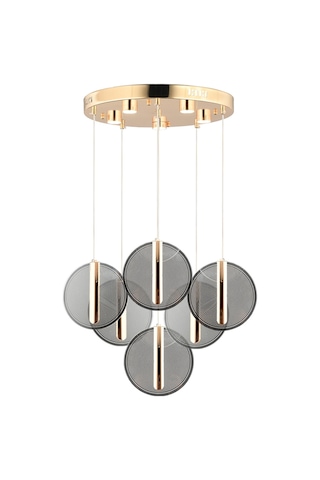 Dustin 6'lı Yuvarlak 3 Renk 80 Watt Gold Kristal Ledli Modern Oturma Odası Salon Sarkıt Avize Diğer