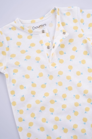 Boumini Bebek Kısa Kollu Şort Tulum Limonlar Doğal Pamuk - Sarı