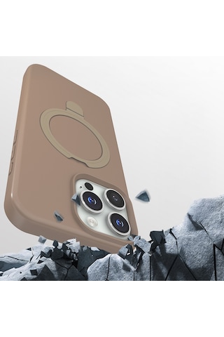 Apple Uyumlu iPhone 17 Pro Max Kılıf M-safe Şarj Özellikli Standlı Zore Samara Kapak Titanyum-gri