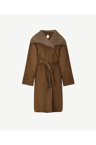 Yargıcı Biye Detaylı Palto Kahverengi