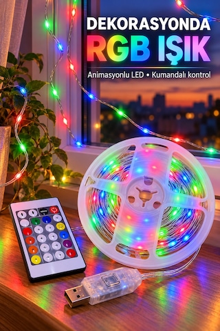 Usb Bağlantılı 10 Metre Rgb Led Işık Çok Renkli
