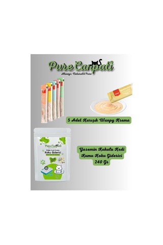 Purecanpati Kedi 5 Çeşit Karışık Krema ve Kedi Kumu Koku Giderici
