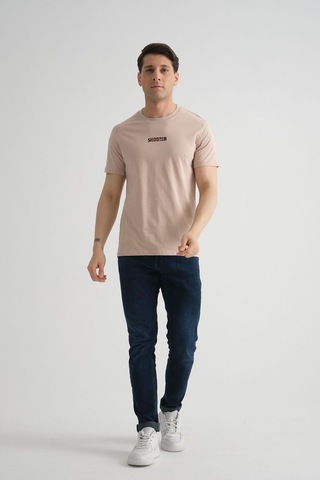 Shooter Sportwear Shooter Erkek T-shirt Minimal Baskılı Pamuklu Kumaş Standart Kalıp Taş