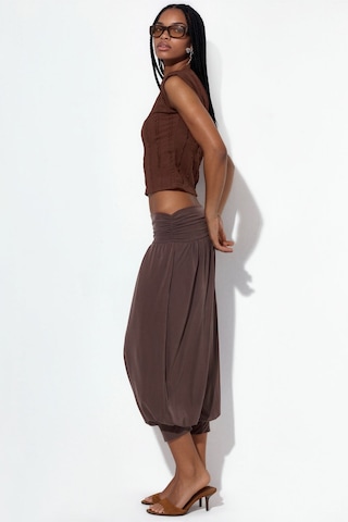Hiccup Busem Kadın Modal Polyester Kapri Şalvar Pantolon Mocha Kahvesi