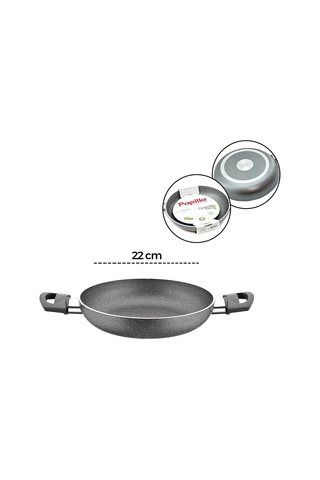 Granit Tava 22 Cm Çift Saplı Gri Kırçıllı Çok Renkli