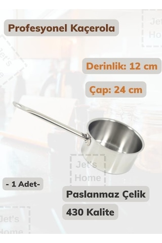 Profesyonel Kaçerola 24 Cm Paslanmaz Çelik 430 Kalite