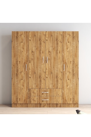 tanmob 4 Kapılı Iki Çekmeceli Geniş Gardrop Çam - Grd0602