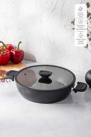 Emsan Diamente Karnıyarık Tenceresi 30 Cm Siyah
