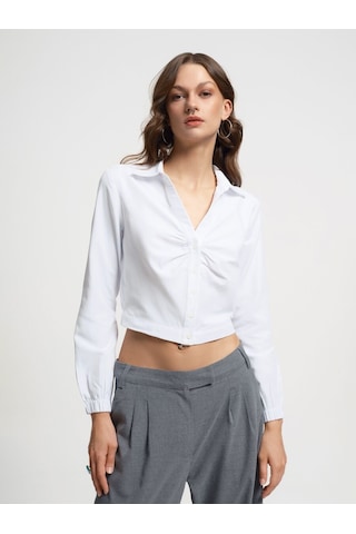 LOFT Crop Kadın Gömlek U.kol Lf2033279 Q1.v1 Beyaz