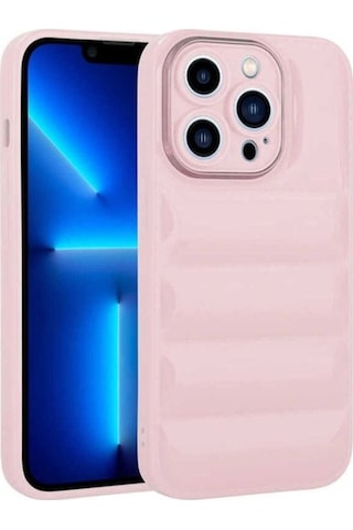 Apple Uyumlu iPhone 13 Pro Max Kılıf Kamera Korumalı Parlak Airbag'li Zore Galya Kapak Pembe