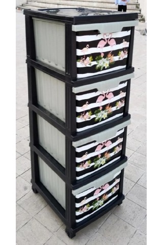 Flamingo Desen Çekmeceli Sebzelik Komidin -kmdn-112 Gümüş